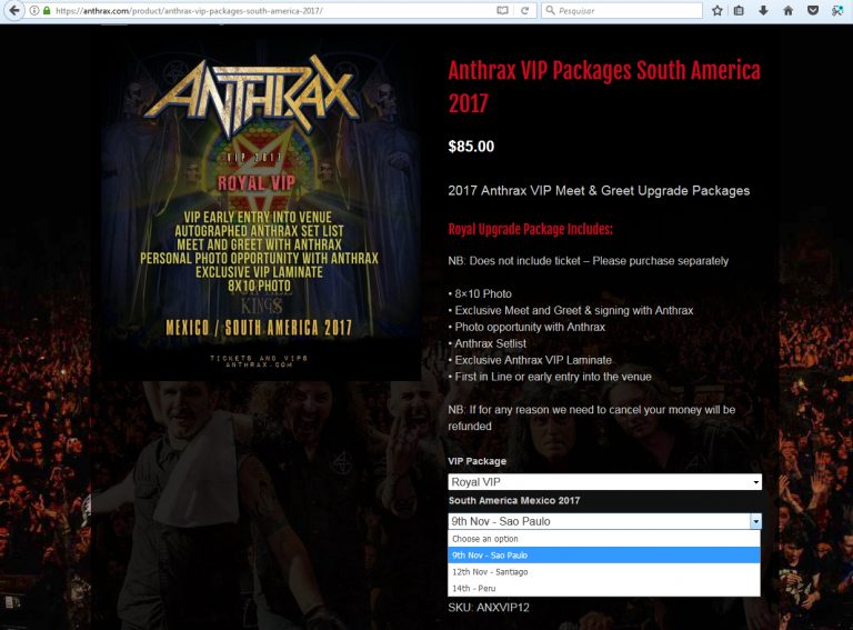 Anthrax oferece em seu website um kit para fãs de São Paulo