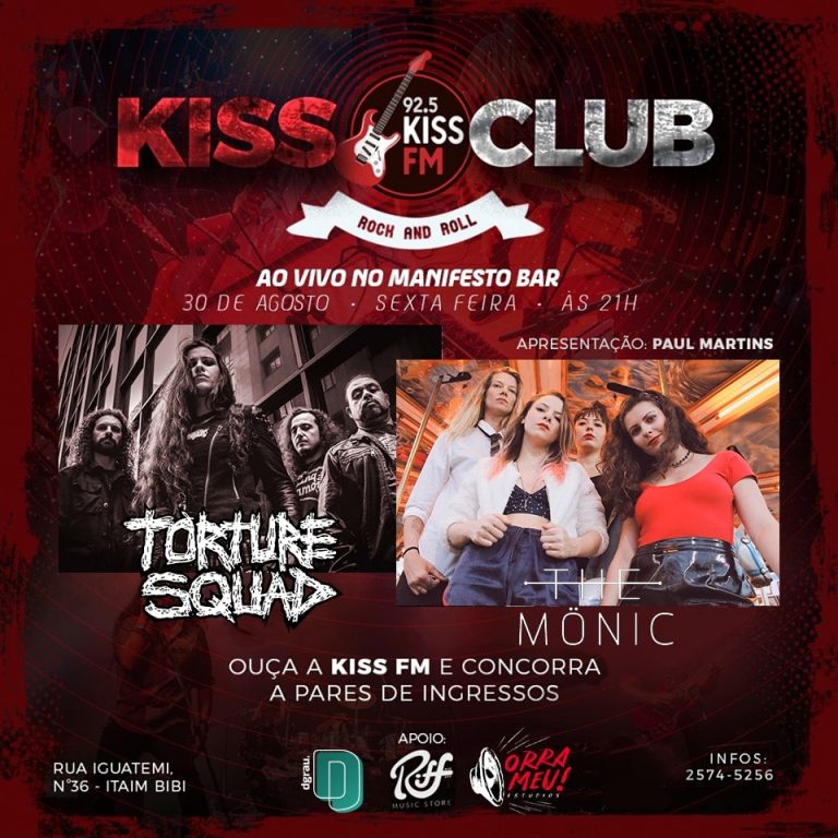 Kiss FM transmite pela primeira vez 1 hora de Thrash Metal ao vivo com a banda Torture Squad no programa “Kiss Club”