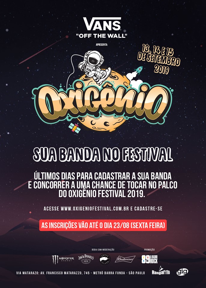 Termina nesta sexta-feira o cadastro de bandas para tocar no Oxigênio Festival