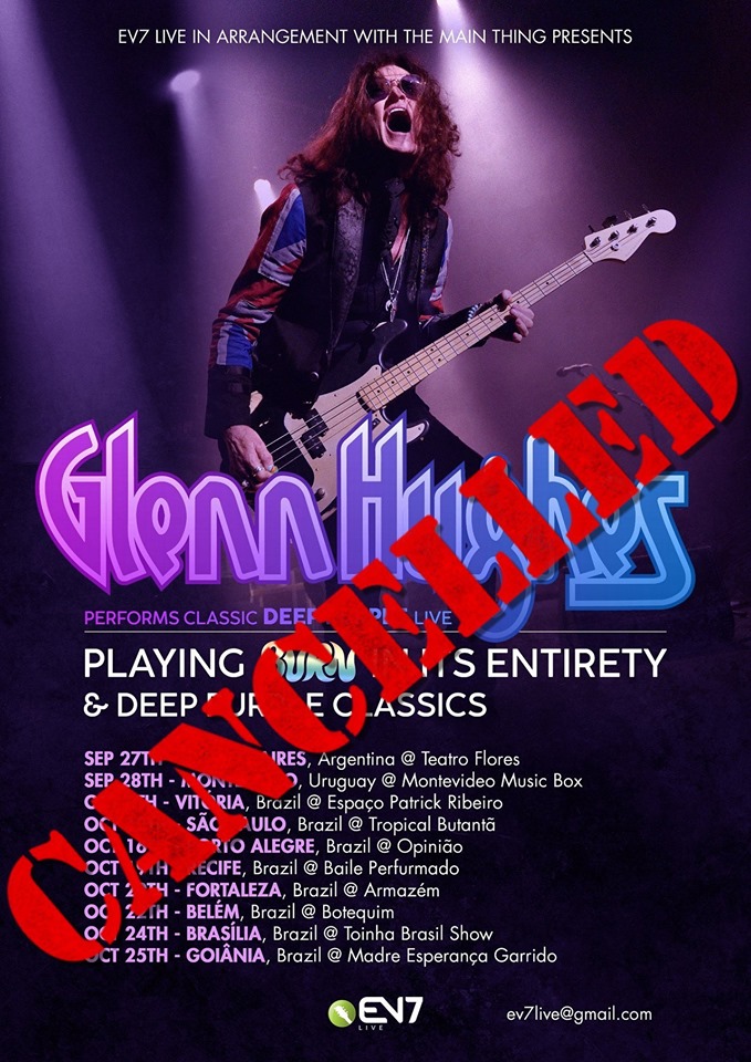 Produtora EV7 LIVE posta nota oficial sobre os cancelamentos do shows do Glenn Hughes e Combichrist