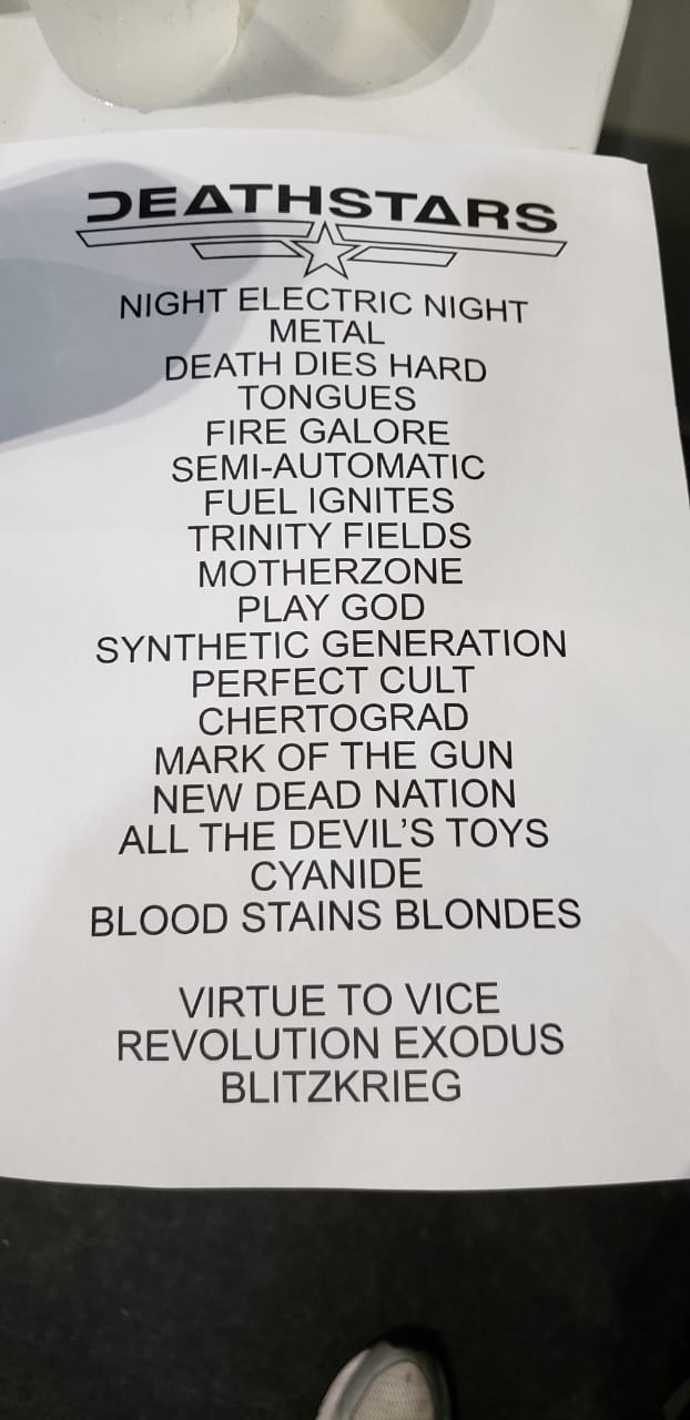 Setlist do show do Deathstars no Horror Expo 2019, em São Paulo