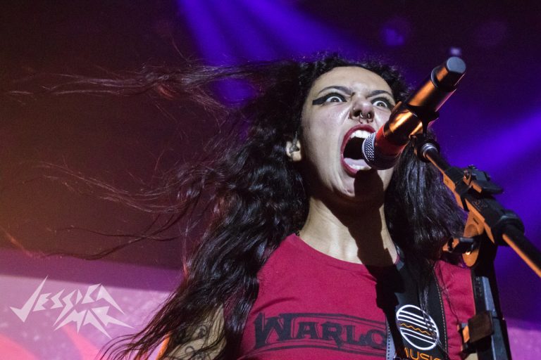 A banda de Thrash/Death Metal Nervosa se apresenta na comedoria do Sesc Pompéia no Festival Minas no Front, em São Paulo, na noite de sábado, dia 02  de Novembro de 2019.