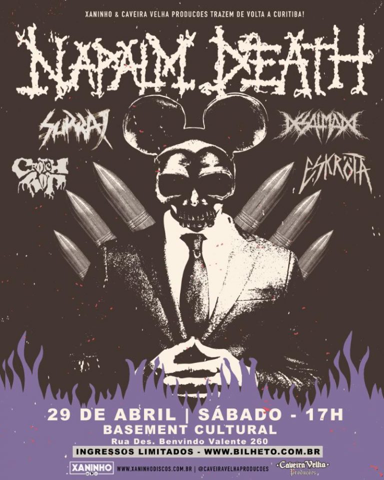 Nome considerado o precursor do grindcore nos anos 1980, retorna a capital paranaense para único show no Basement Cultural