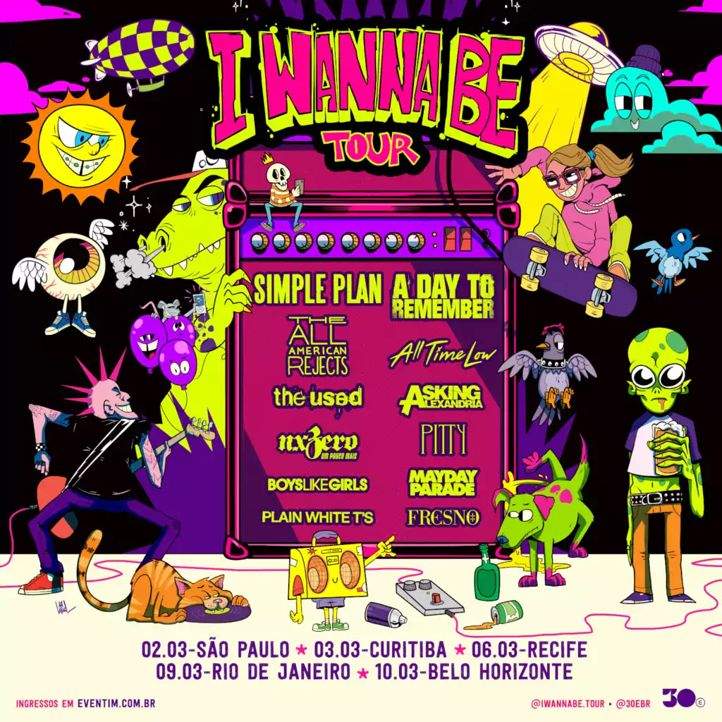 I Wanna Be Tour 1ª edição tem Simple Plan, A Day To Remember, The All